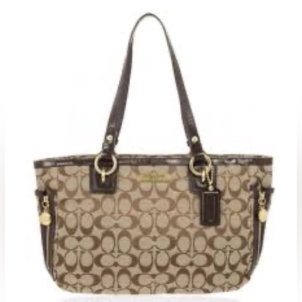 Coach Brown Signature Gallery Zip Tote
